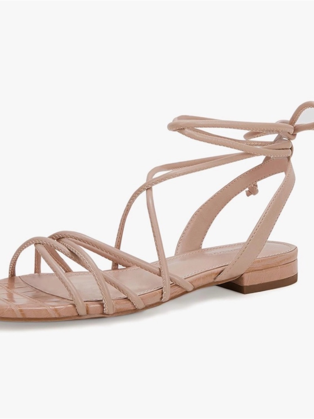 Nude Strappy Lace-Up Flat Sandals 9.5